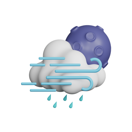 Windy Drizzle Night  3D Icon