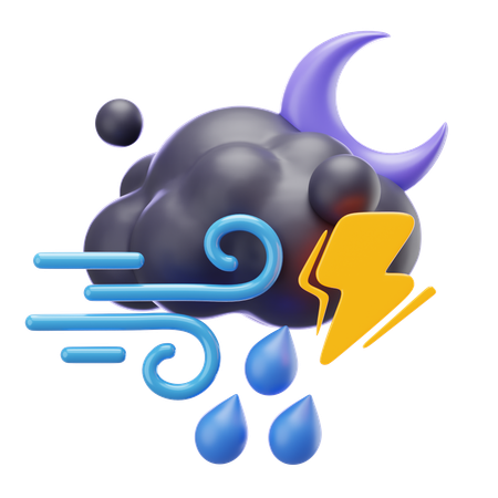 Windy Drizzle Nightwhit Thunder  3D Icon