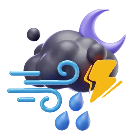 Windy Drizzle Nightwhit Thunder  3D Icon