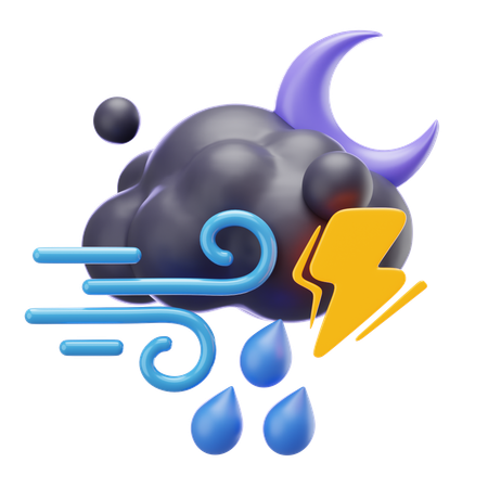 Windy Drizzle Nightwhit Thunder  3D Icon