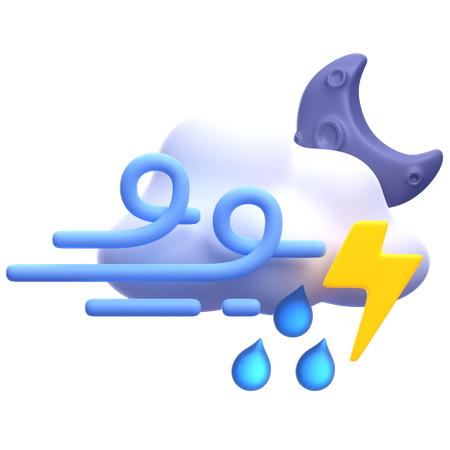 Windy Drizzle Nightwhit Thunder  3D Icon