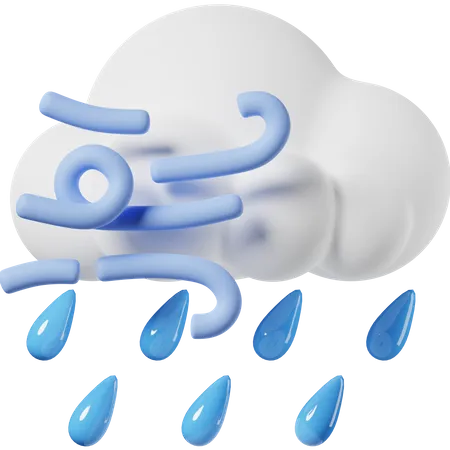 Windy Drizzling  3D Icon