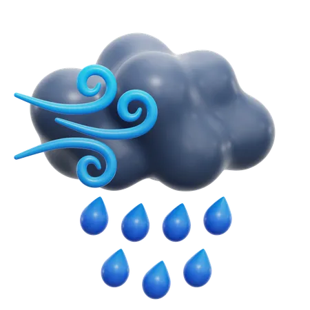 Windy Heavy Rain  3D Icon