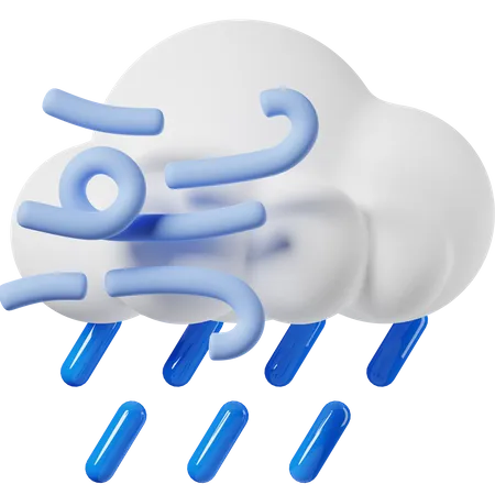 Windy Heavy Rain  3D Icon