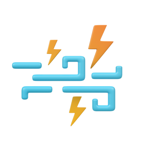 Windy Lightning  3D Icon