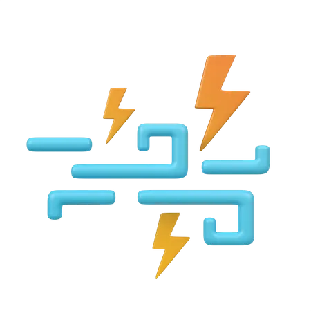 Windy Lightning  3D Icon