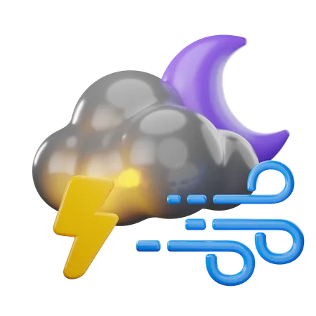 Windy Lightning At Night  3D Icon