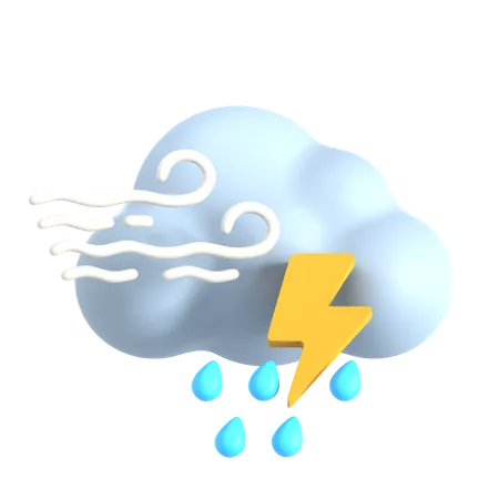 Windy Lightning Drizzle  3D Icon