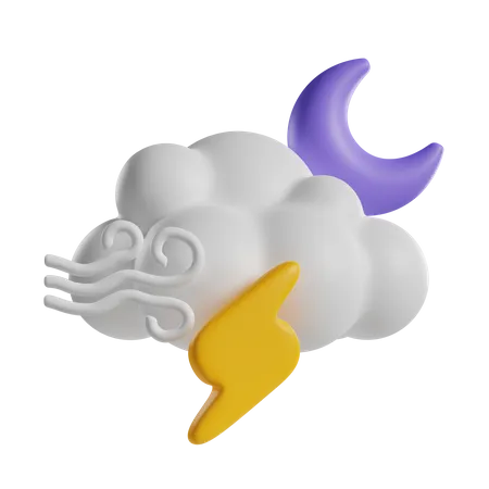 Windy Lightning Night  3D Icon
