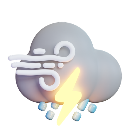 Windy Lightning Rain  3D Icon