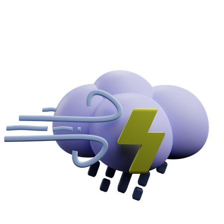 Windy lightning rain  3D Icon