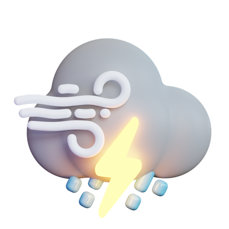 Windy Lightning Rain 3D Icon