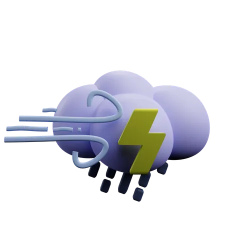 Windy lightning rain  3D Icon