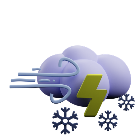 Windy lightning snow cloud 3D Icon