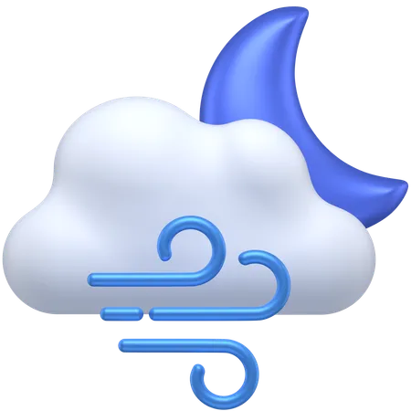 3 D Icon Of A Cloudy Windy Night 3D Icon
