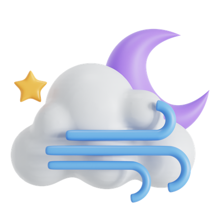 Windy night  3D Icon