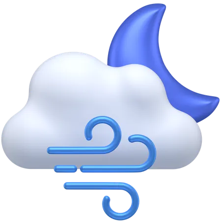 Windy night  3D Icon
