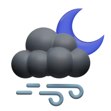 Windy night  3D Icon