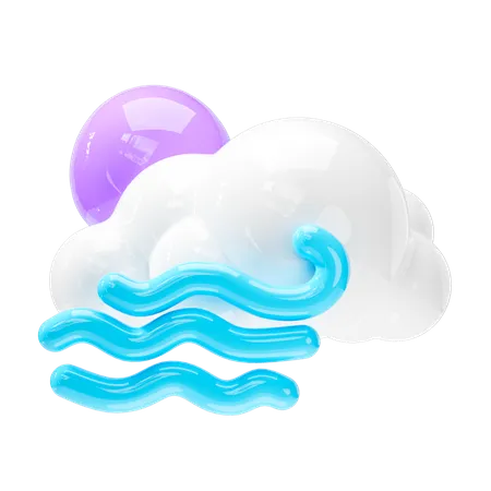 Night Strong Wind Icon Weather Forecast Sign 3D Icon