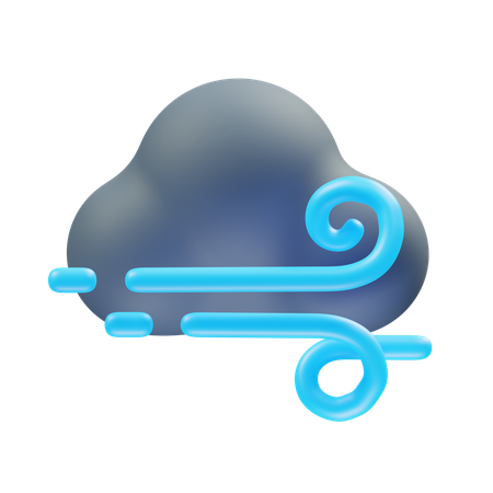 Windy Night Cloud  3D Icon