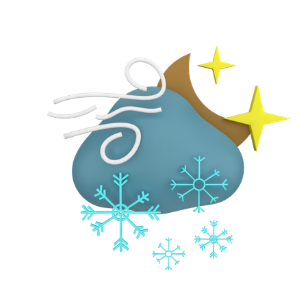 Windy Night Snow Cloud  3D Icon