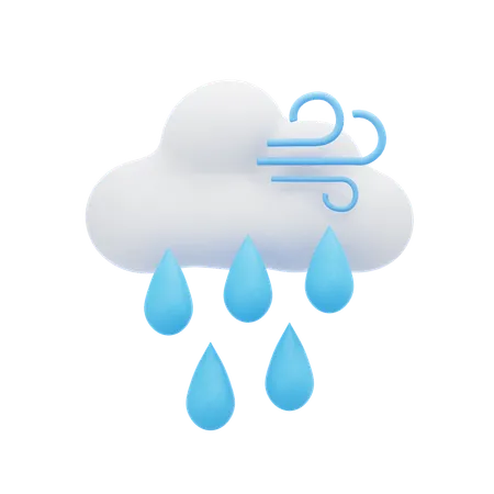 Windy Rain  3D Icon