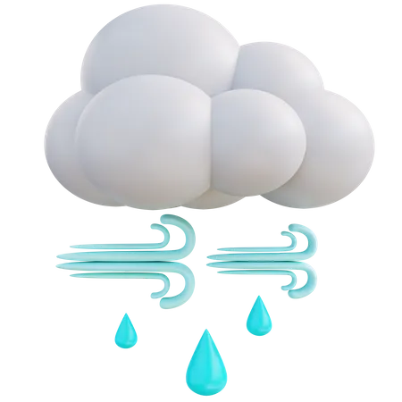 3 D Illustration Wind Rain 3D Icon