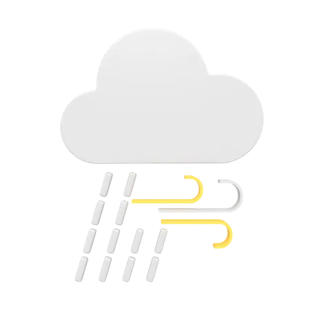 3 D Icon Of Wind Cloud Rain Season 3D Icon