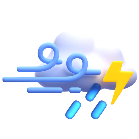 Windy Rain And Thunder  3D Icon