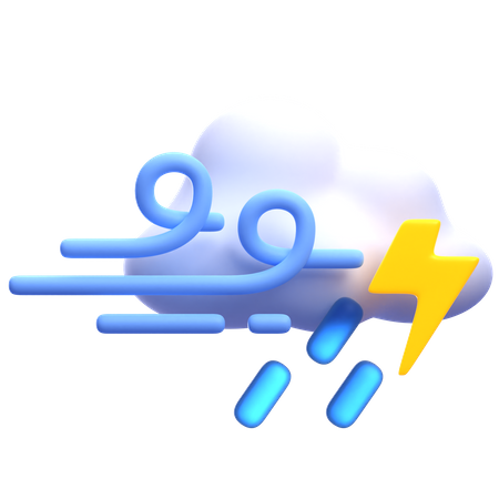 Windy Rain And Thunder 3D Icon