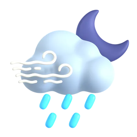 Windy Rain At Night  3D Icon