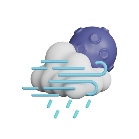 Windy Rain at Night  3D Icon