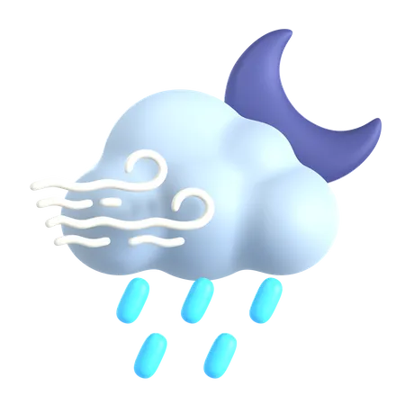 Windy Rain At Night 3D Icon