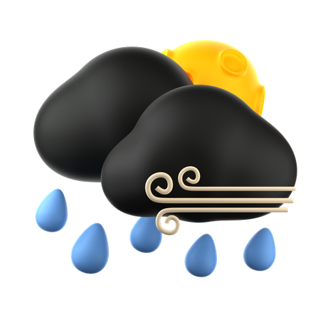 Windy rainy  3D Icon