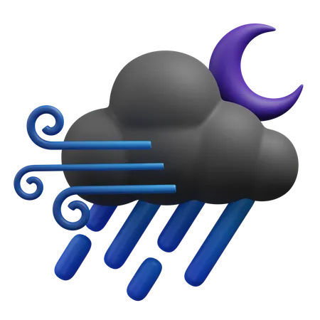 Windy Rainy Night  3D Icon