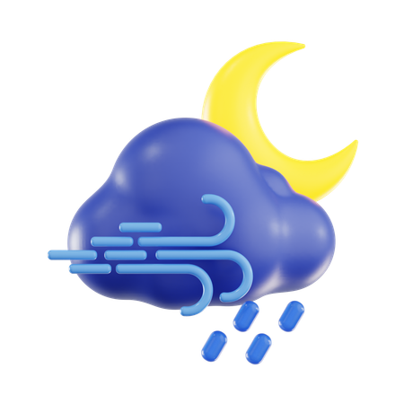 Windy Rainy Night  3D Icon