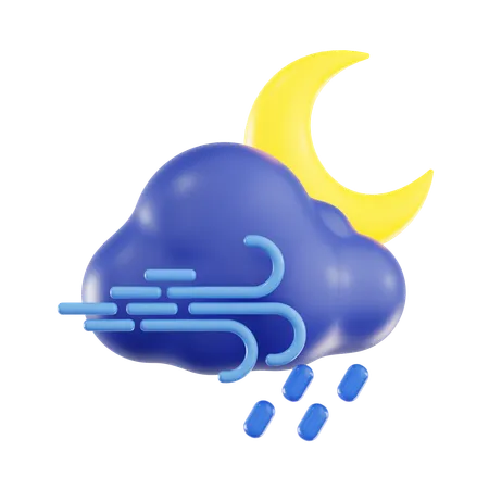 Windy Rainy Night  3D Icon