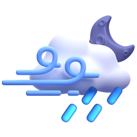 Windy Rainy Night  3D Icon