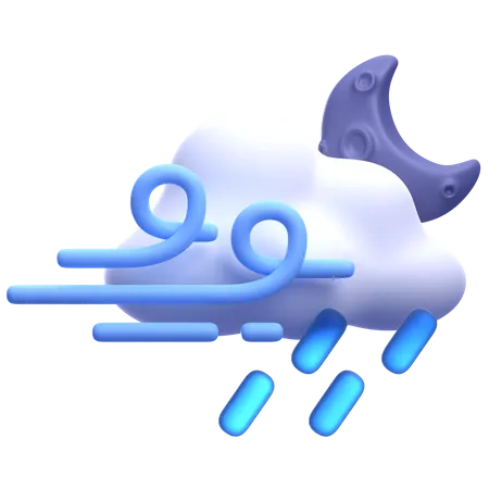 Windy Rainy Night  3D Icon