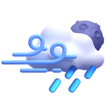 Windy Rainy Night  3D Icon