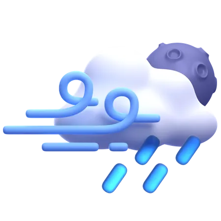 Windy Rainy Night  3D Icon