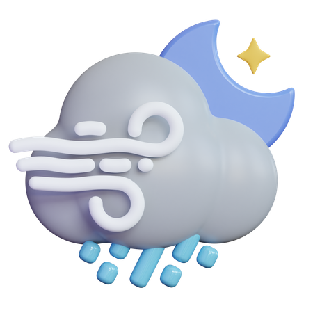 Windy Rainy Night  3D Icon