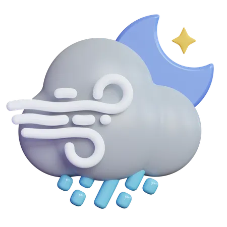 Windy Rainy Night  3D Icon