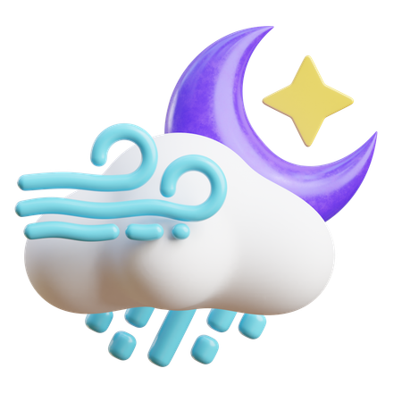 Windy Rainy Night  3D Icon