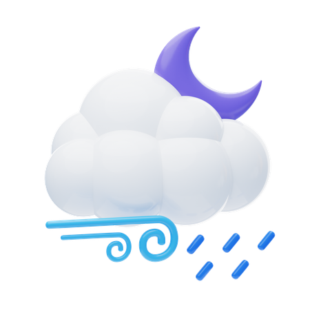 Windy Rainy Night  3D Icon