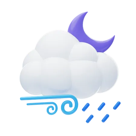 Windy Rainy Night  3D Icon