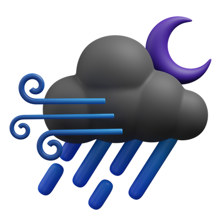 Windy Rainy Night  3D Icon