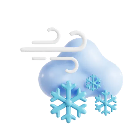 Windy Snow Cloud  3D Icon