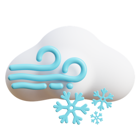 風の強い雪雲  3D Icon