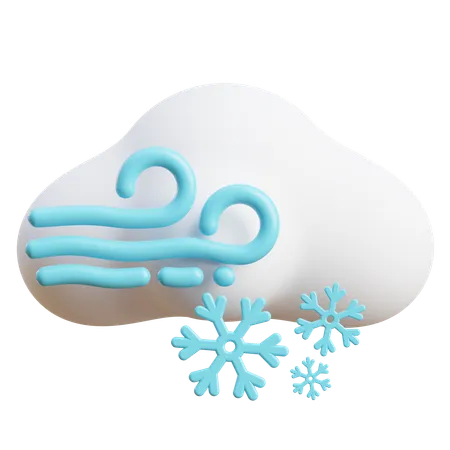 風の強い雪雲  3D Icon